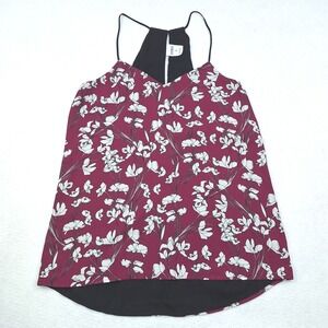 Express Barcelona Cami Womens Small Burgundy Floral Racerback Tank Top